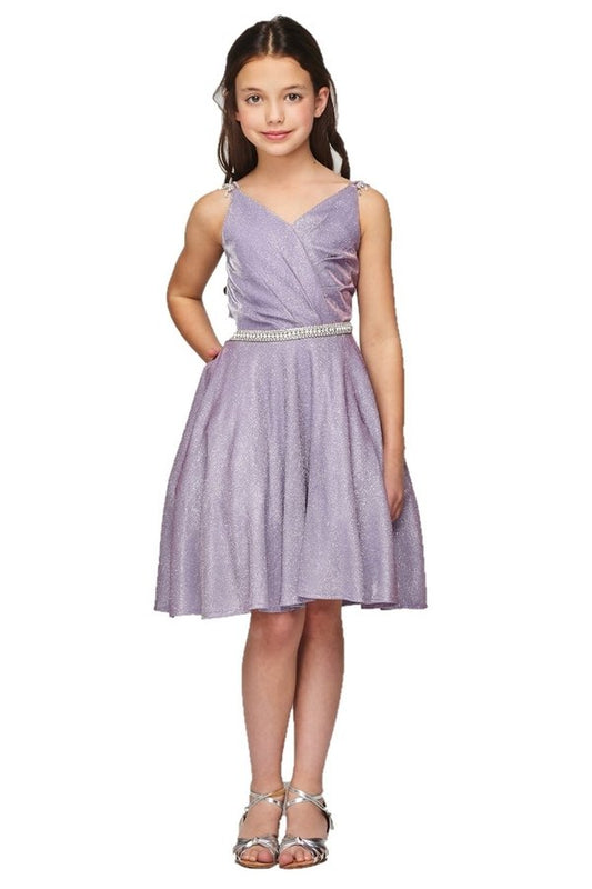 Rhinestone Glitter Metallic Girl Party Dress by Cinderella Couture USA 8014