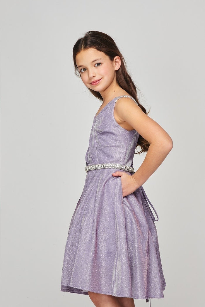 Rhinestone Glitter Metallic Girl Party Dress by Cinderella Couture USA 8014
