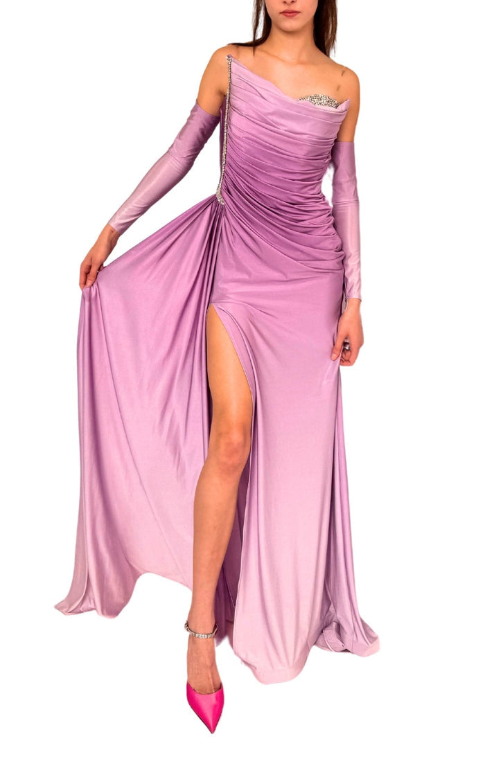Dekolte Rhinestone Embellished Purple Ombre Gown - Runway Catalog