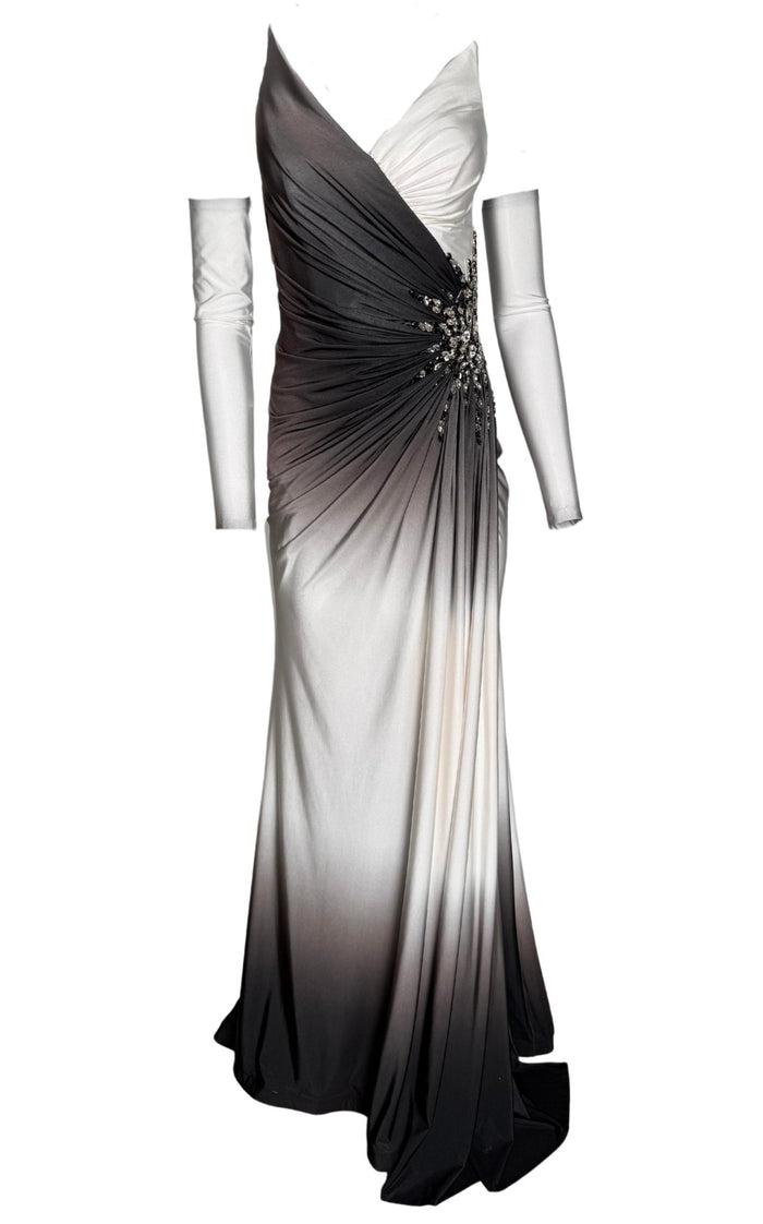 Cult Moda Rhinestone Embellished White Ombre Party Dress to Impress - Runway Catalog