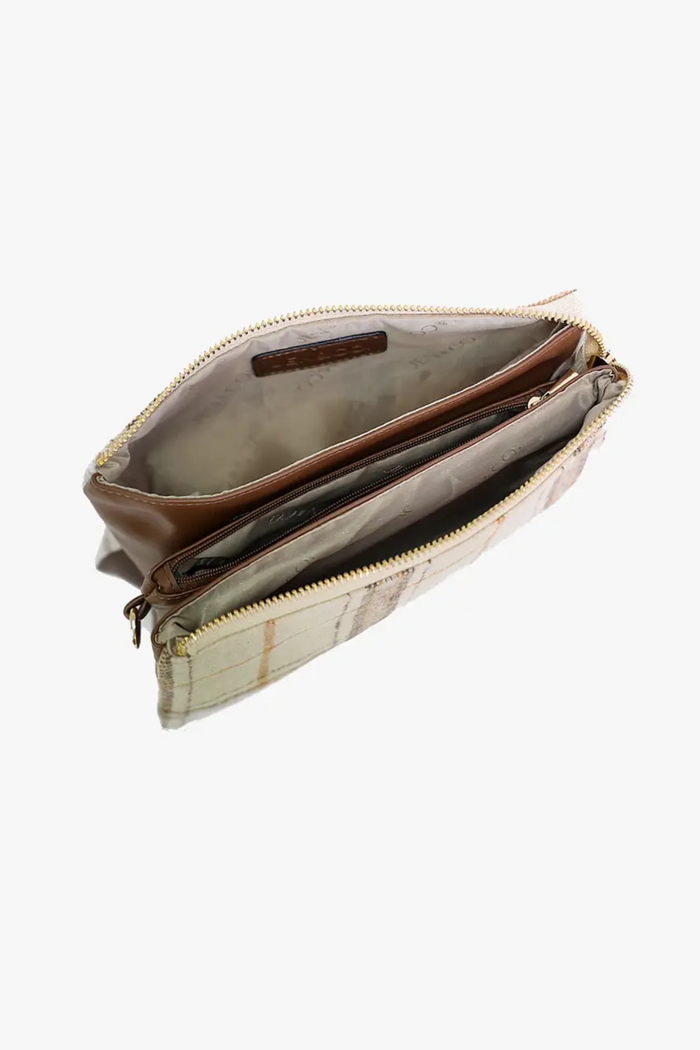 Riley Monogrammable 3-Compartment Crossbody & Wristlet in Almond