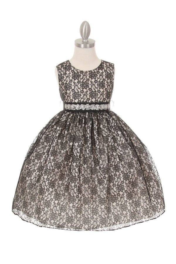 Rinestone Lace Taffeta Girl Party Dress by Cinderella Couture USA AS1132