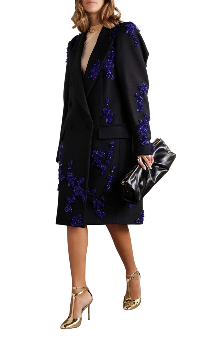 Dries Van Noten Rinky Embroidered Wool - Blend Cocoon Coat - Runway Catalog