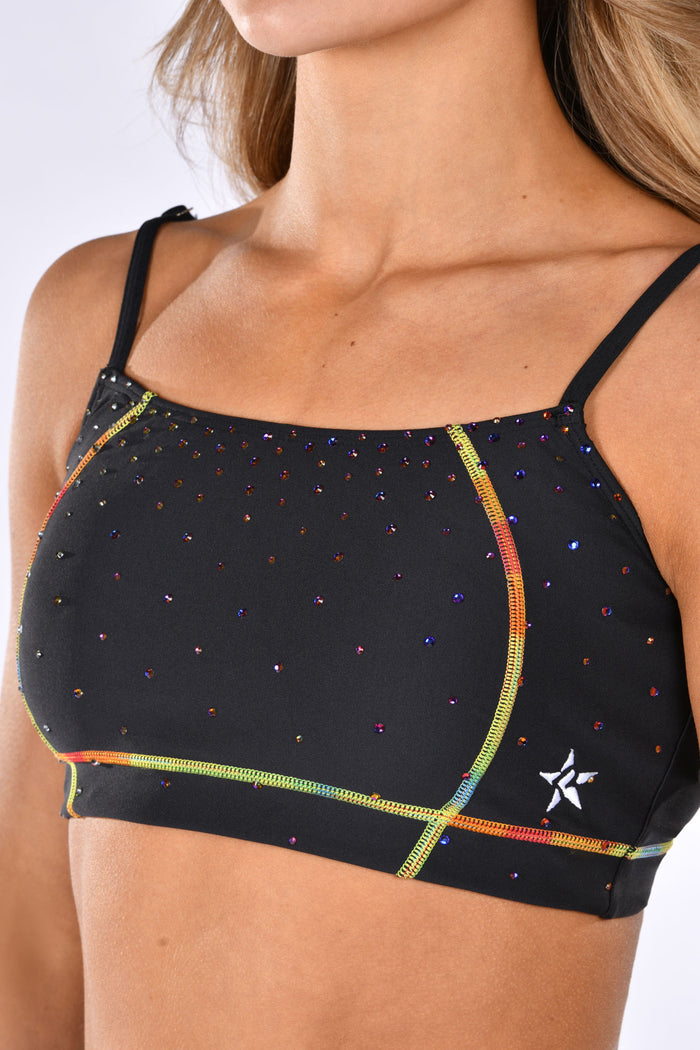 Rockin Rainbow Sports Bra in Black
