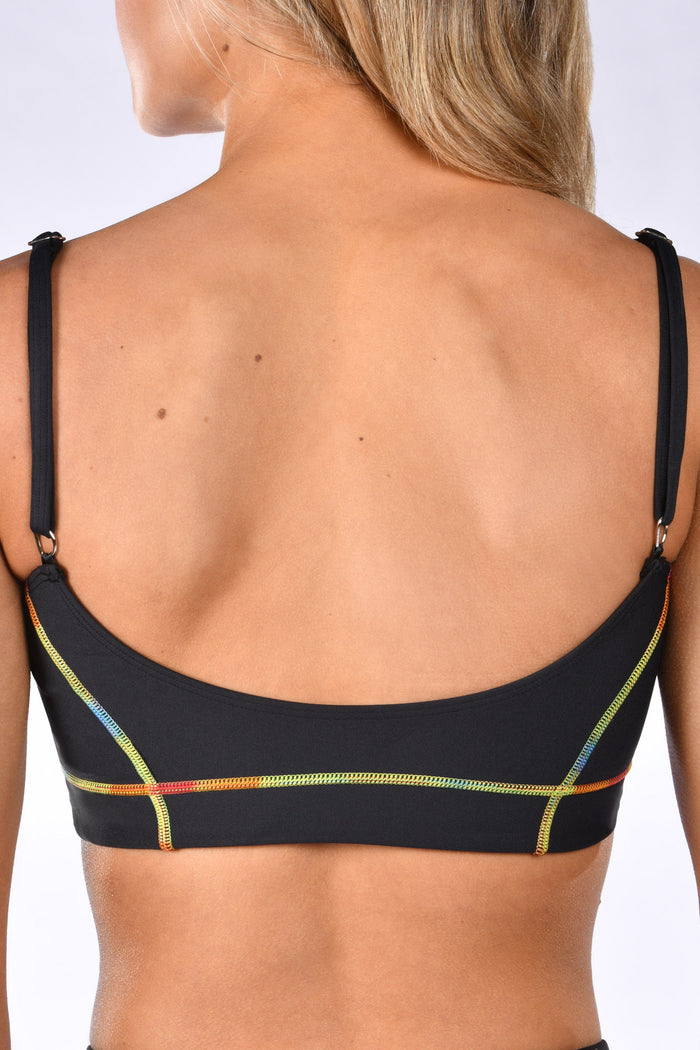 Rockin Rainbow Sports Bra in Black