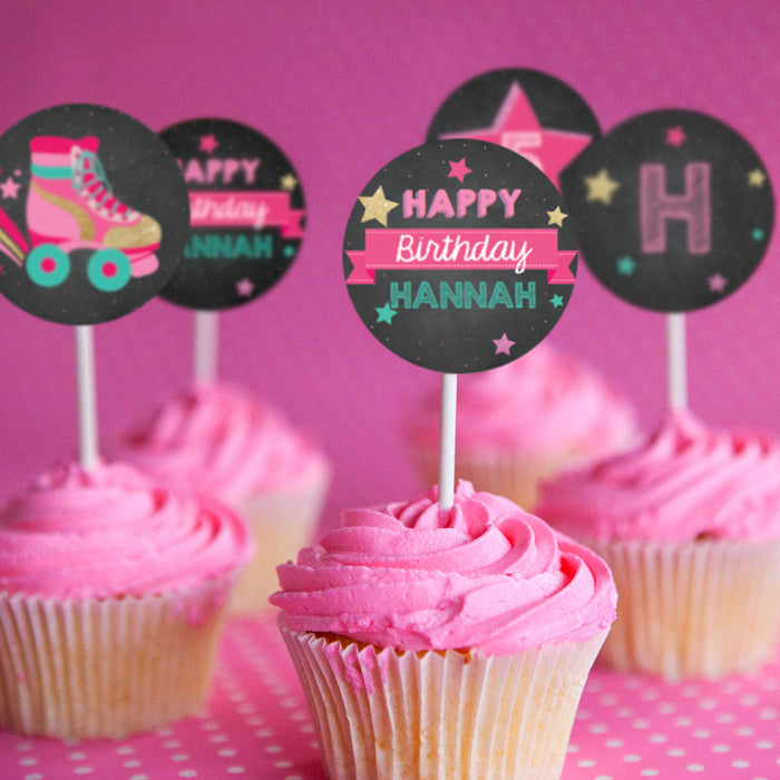 Rollerskating Party Cupcake Toppers | Retro Rollerskate Toppers