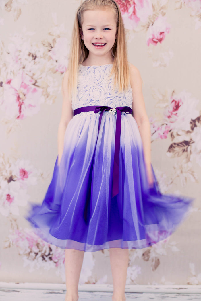 Rosette Bodice Ombre Girl Party Dress by AS322 Kids Dream - Girl Formal Dresses