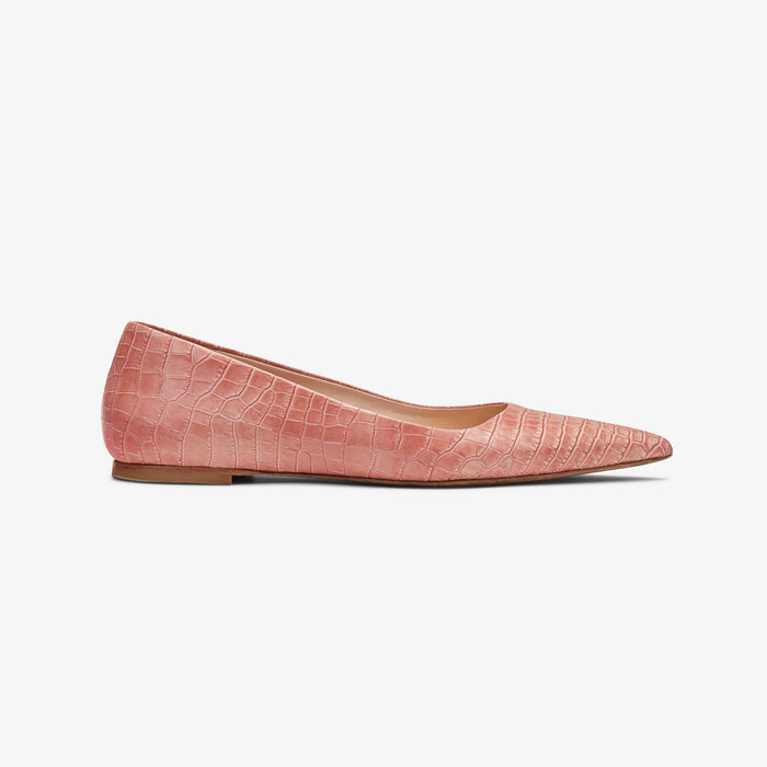 Packshot image of the Rowan Flat--Embossed Croc in Rose