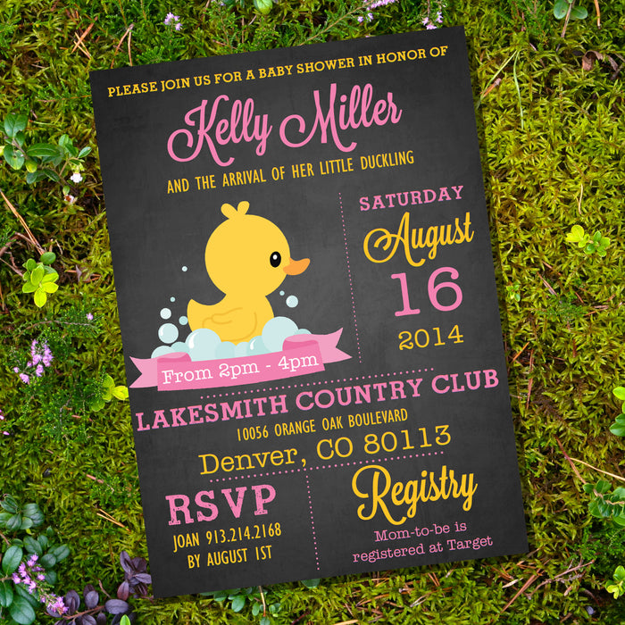 Rubber Duck Baby Shower Invitation For A Girl