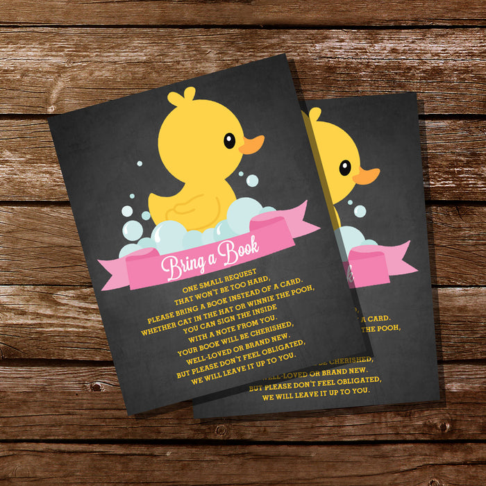 Rubber Duck Baby Shower Bring A Book Insert Card