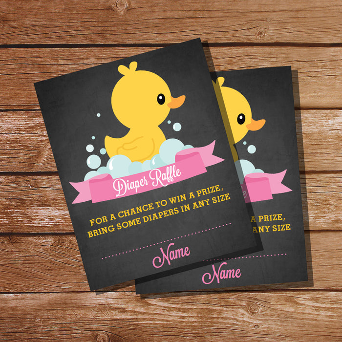 Rubber Duck Baby Shower Diaper Raffle Insert Card