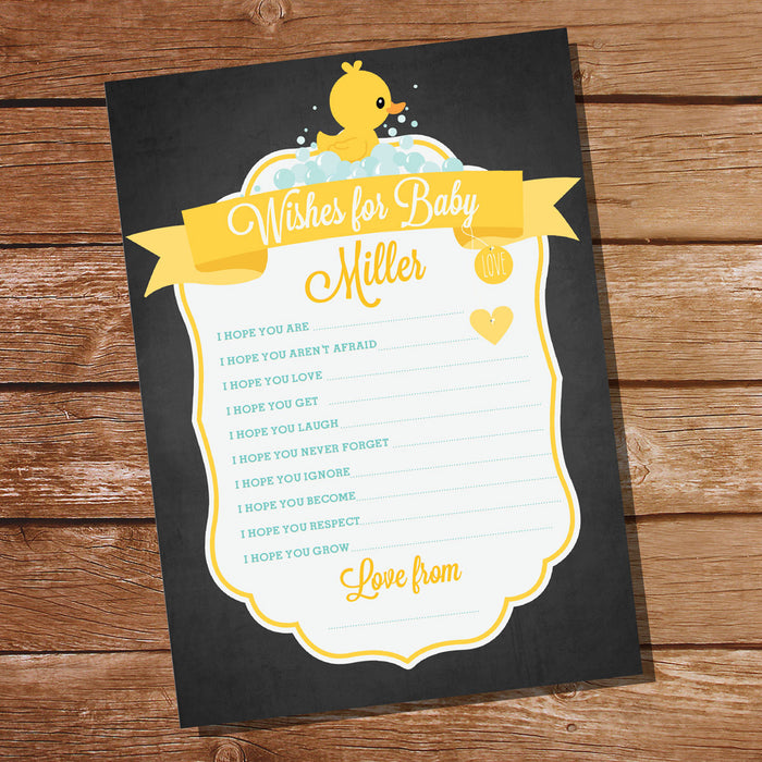 Rubber Duck Baby Shower Wishes For Baby Card For A Girl or Boy