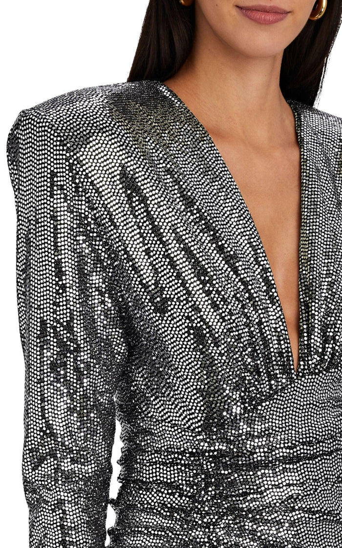 Alexandre Vauthier Ruched Silver Sequined Gown - Runway Catalog