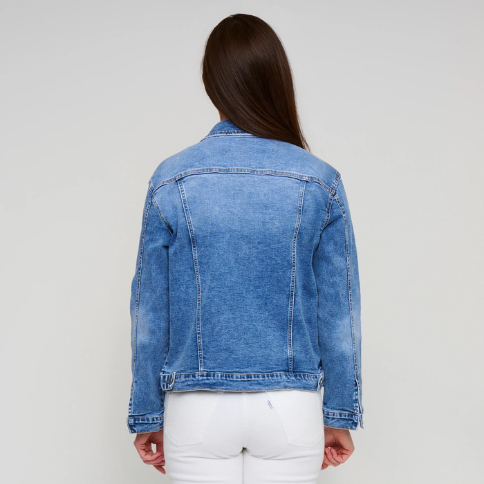 Sadi Distressed Button Up Denim Jacket