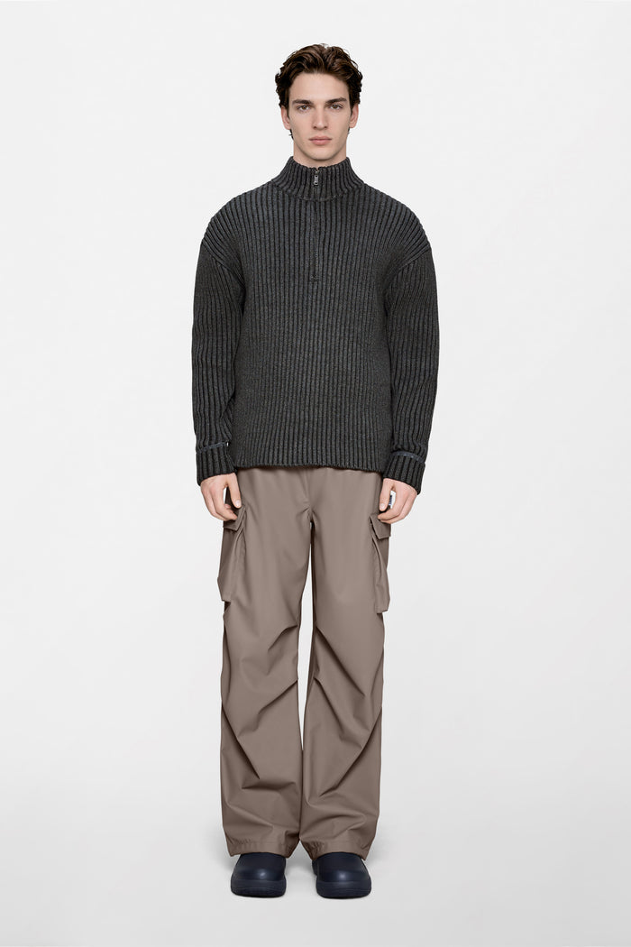 RAINS Sapa Half Zip Knit Dark Grey / Black Long Sleeve