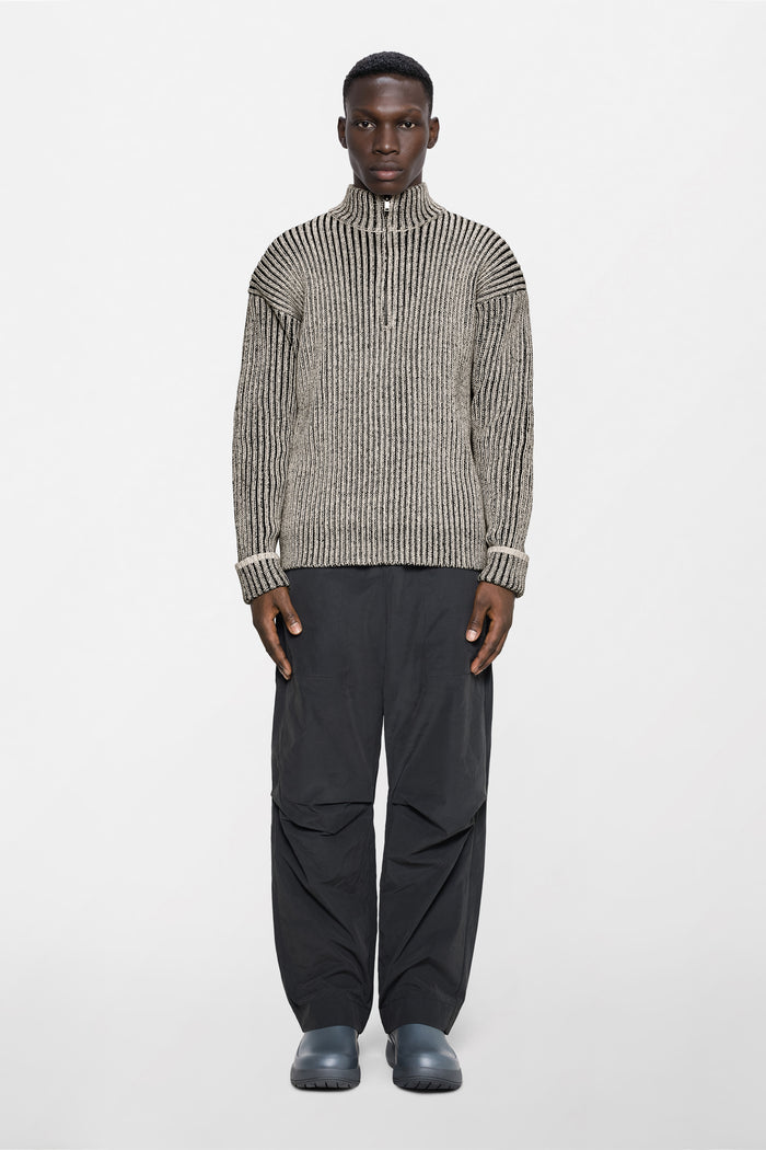 RAINS Sapa Half Zip Knit Vintage White / Black Long Sleeve