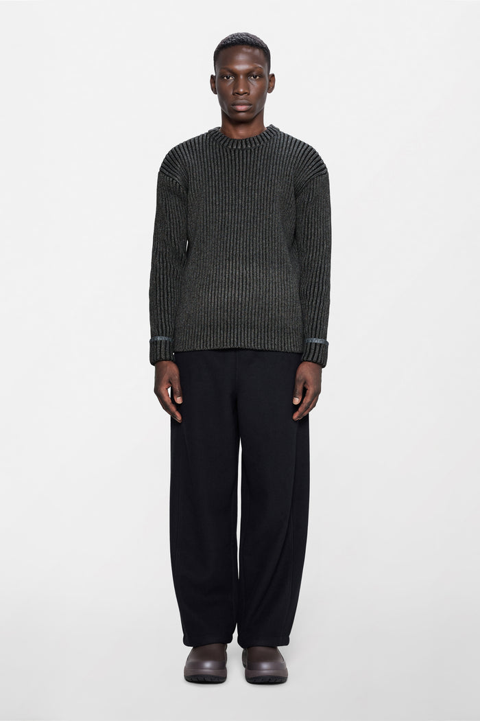 RAINS Sapa Knit Crew Neck Dark Grey / Black Long Sleeve