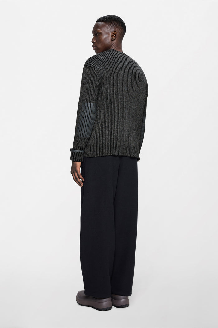 RAINS Sapa Knit Crew Neck Dark Grey / Black Long Sleeve
