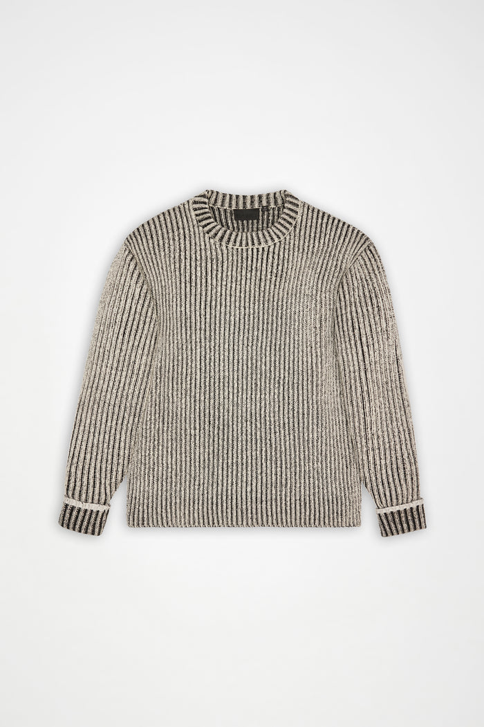 RAINS Sapa Knit Crew Neck Vintage White / Black Long Sleeve