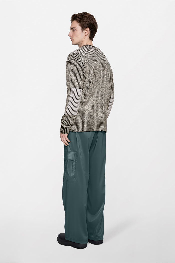RAINS Sapa Knit Crew Neck Vintage White / Black Long Sleeve