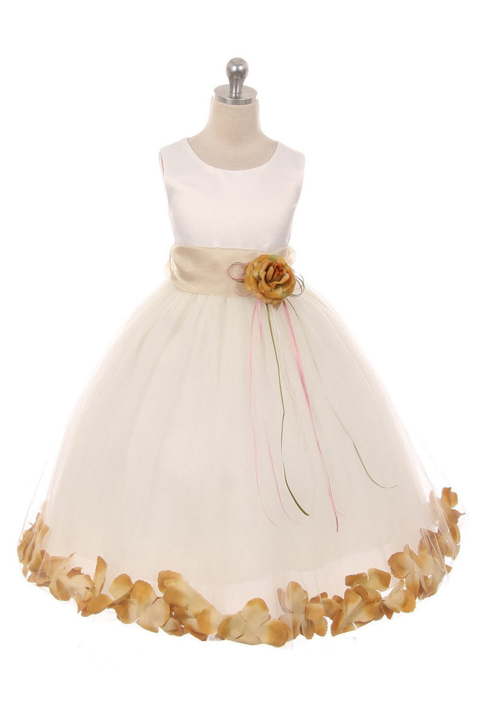 Satin Flower Petal Ivory Flower Girl Dress 2of2 by AS160B Kids Dream - Girl Formal Dresses