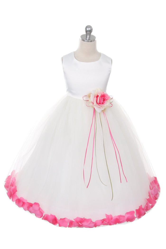 Satin Flower Petal White Flower Girl Dress 1of2 by AS160B Kids Dream - Girl Formal Dresses