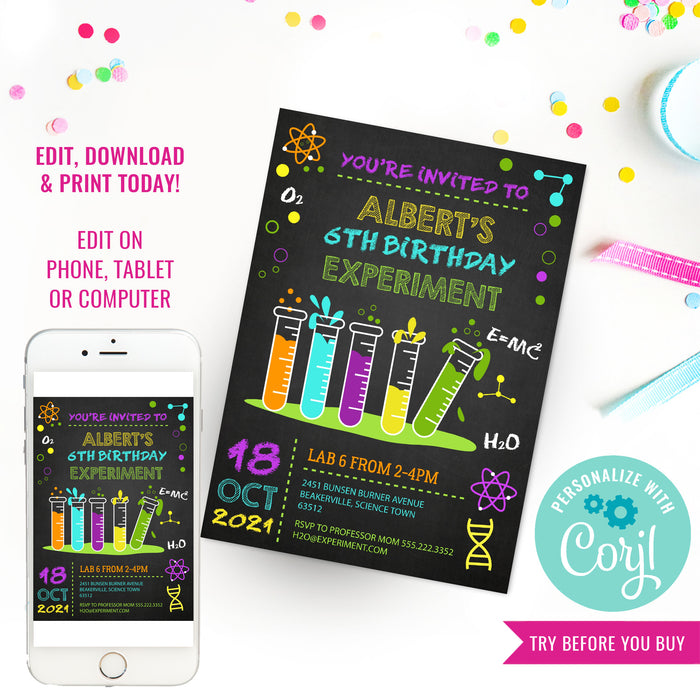 Science Experiment Party Invitation