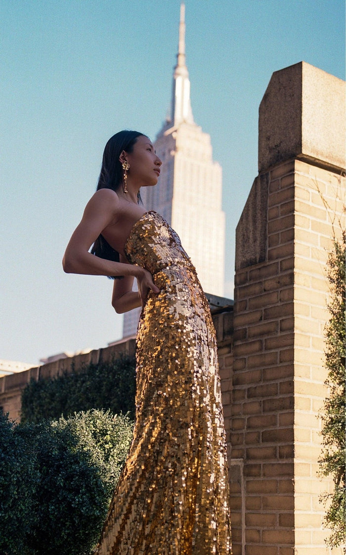 Carolina Herrera Sequined Strapless Gown Dress - Runway Catalog