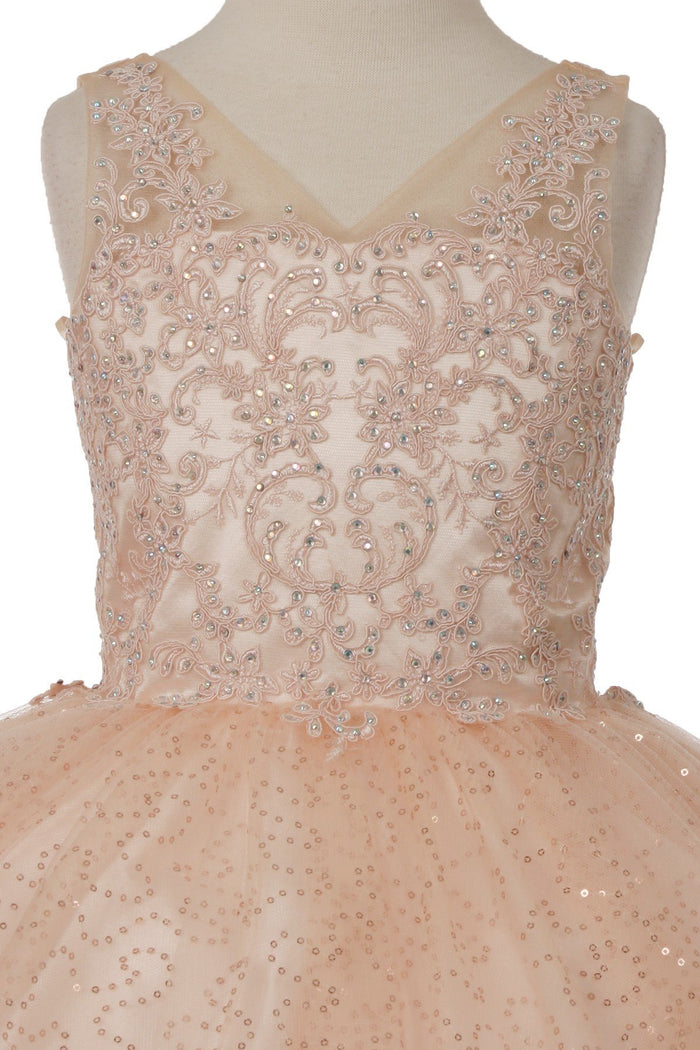 Sequins Tulle Girl Party Dress by Cinderella Couture USA 5088