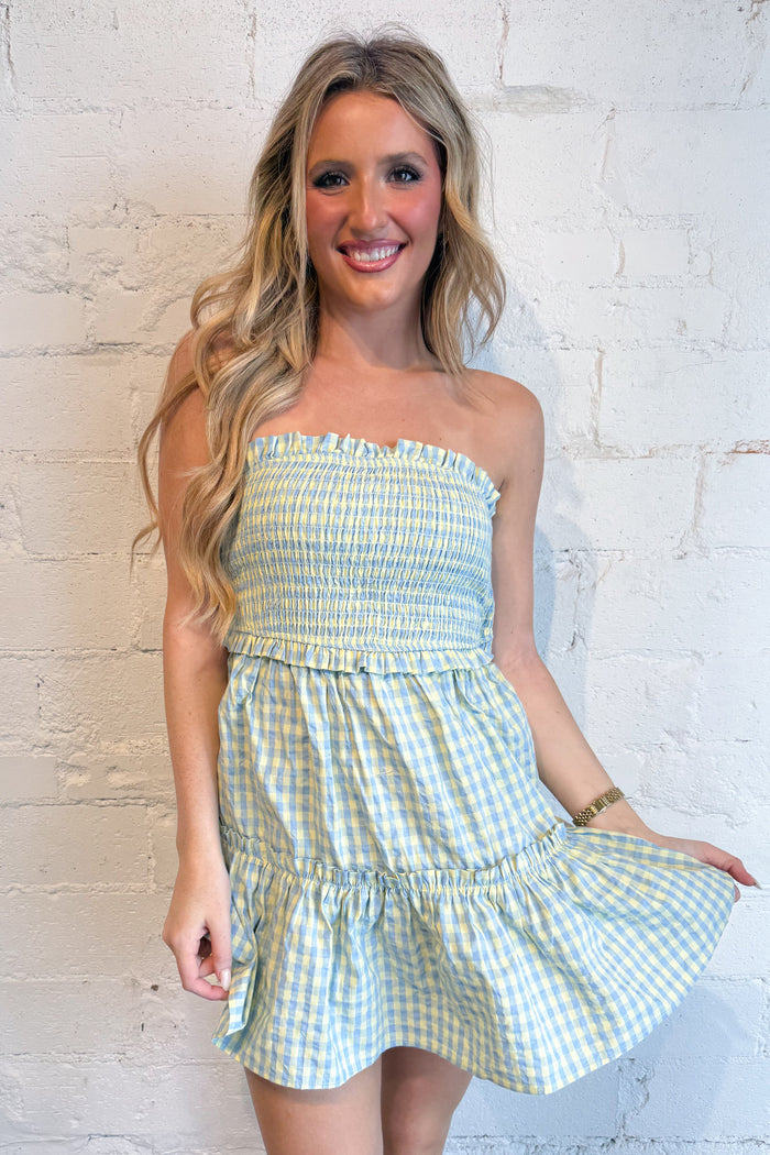 Sienna Gingham Mini Dress, adeline boutique, dallas boutique, boutique