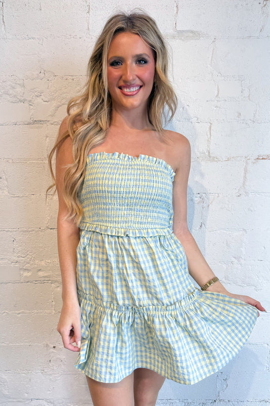 Sienna Gingham Mini Dress, adeline boutique, dallas boutique, boutique