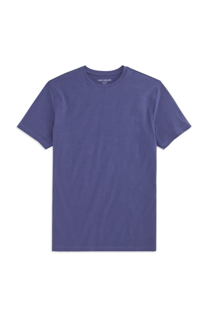 Front view of the Silver Crew Neck T-Shirt in Admiral Blue
