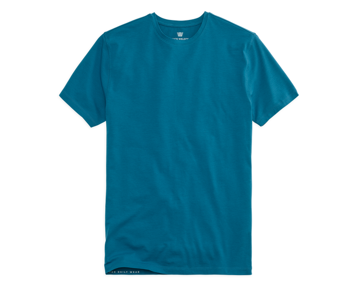 Cerulean | Front view of Silver Crew Neck T-Shirt in Cerulean