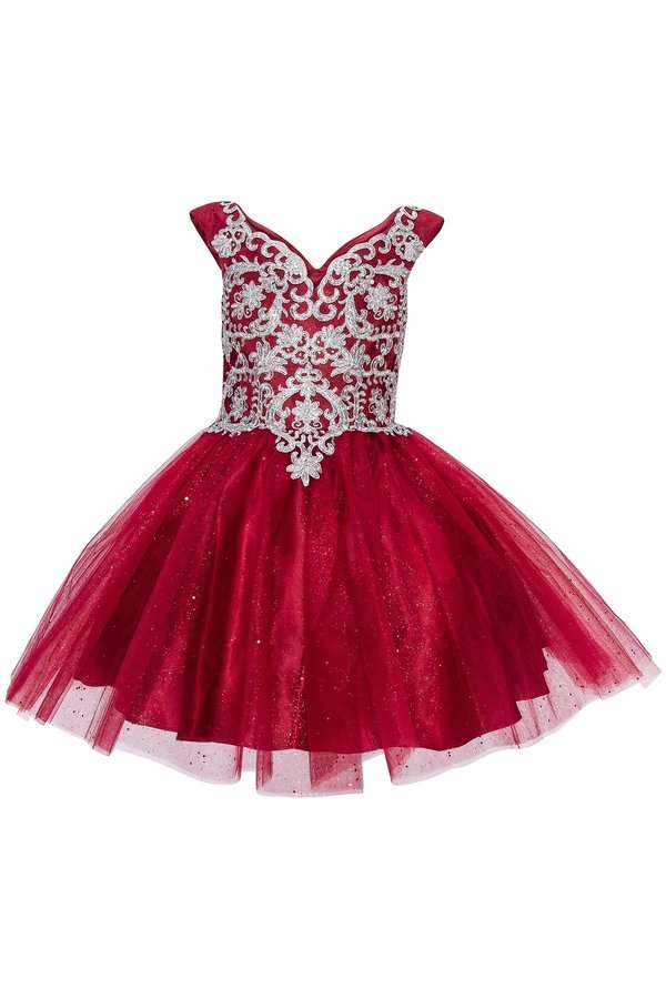 Silver Lace Tulle Party Dress by Cinderella Couture USA 5105