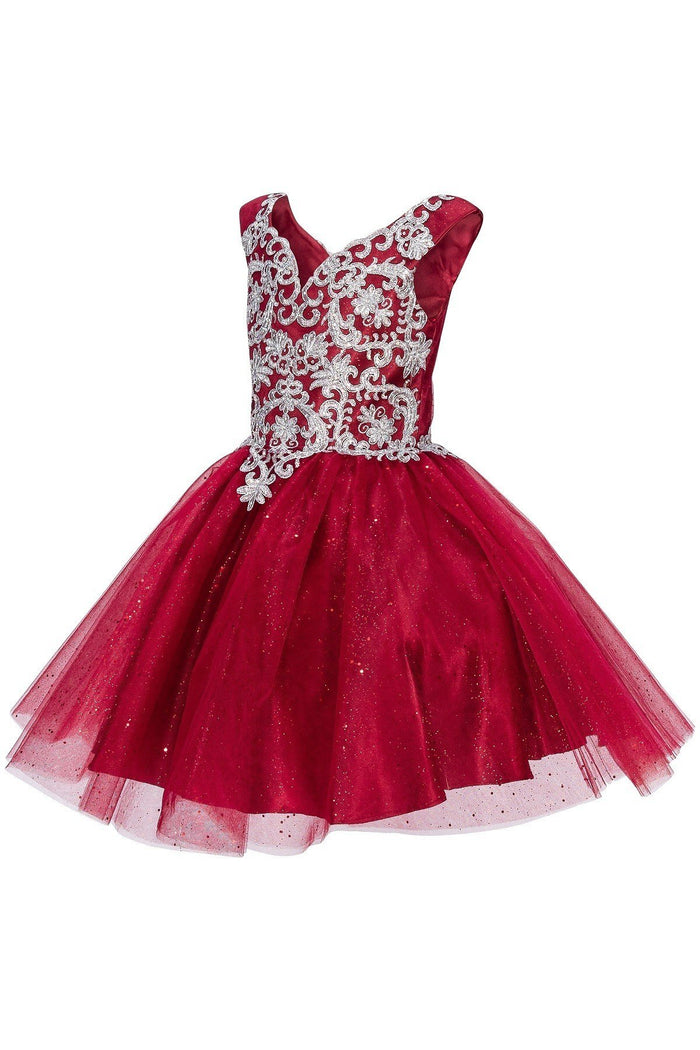 Silver Lace Tulle Party Dress by Cinderella Couture USA 5105
