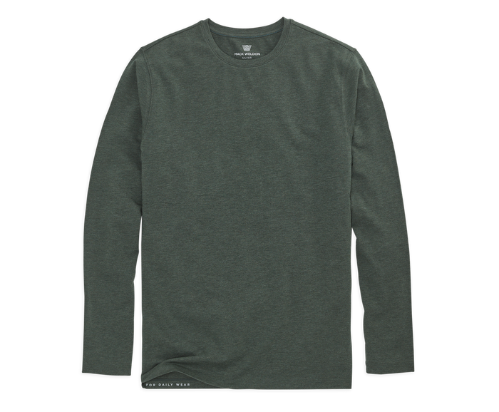 Midnight Pine Heather | Front view of Silver Long Sleeve T-Shirt in Midnight Pine Heather