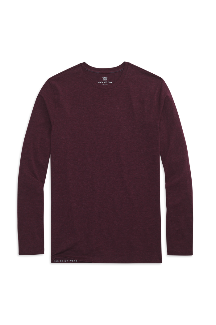 Lambrusco Heather | Front view of Silver Long Sleeve T-Shirt in Lambrusco Heather