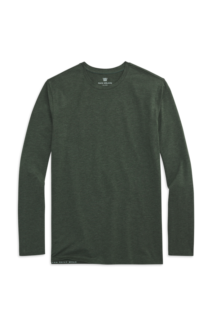 Tannenbaum Heather | Front view of Silver Long Sleeve T-Shirt in Tannenbaum Heather