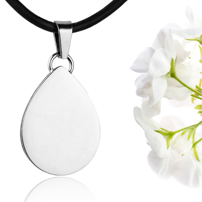 Silver polished fingerprint pendant - Teardrop