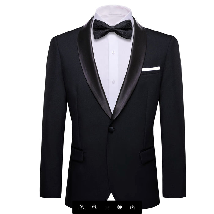 Simon Von Dress Party Black Suit Jacket Slim One Button Stylish Blazer-XX-0044 - SimonVon Shop