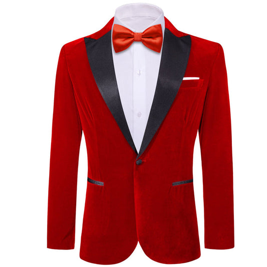 Simon Von Men's Suit Fire Brick Red Solid Silk Peak Collar Blazer Suit-XX-0058 - SimonVon Shop