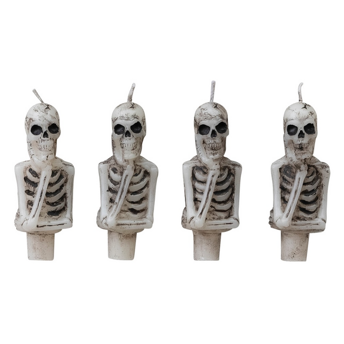 Skeleton Shaped Taper Candles Set 4