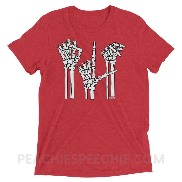 Skeleton SLP Tri-Blend Tee - Red Triblend / XS - T-Shirts & Tops peachiespeechie.com