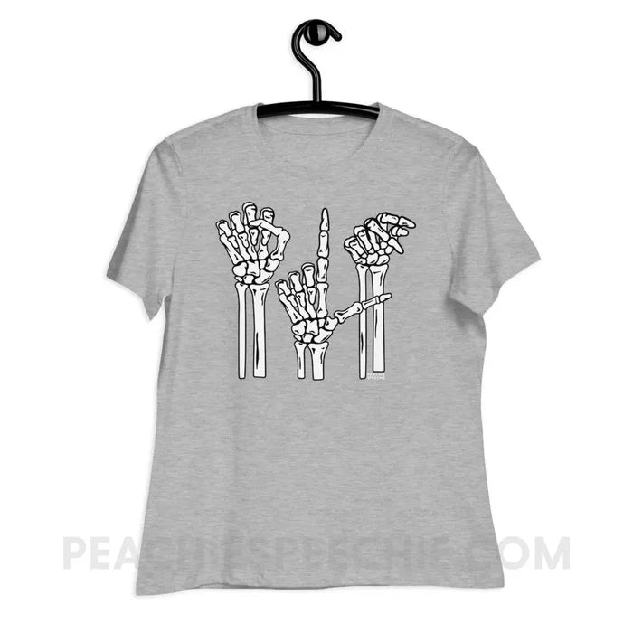 Skeleton SLP Women’s Relaxed Tee - Athletic Heather / S - T-Shirts & Tops peachiespeechie.com