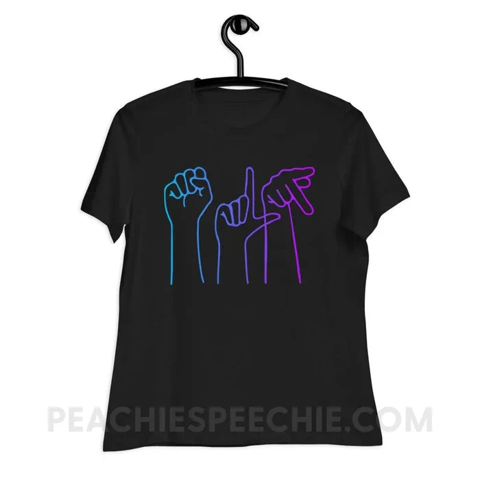 SLP Hands Women’s Relaxed Tee - Black / S - T-Shirts & Tops peachiespeechie.com