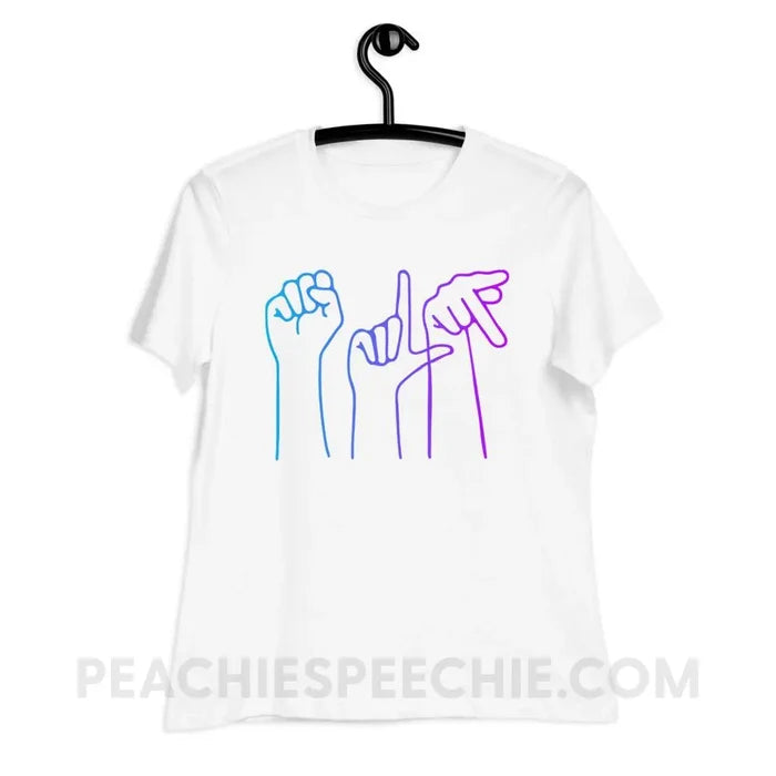 SLP Hands Women’s Relaxed Tee - White / S - T-Shirts & Tops peachiespeechie.com