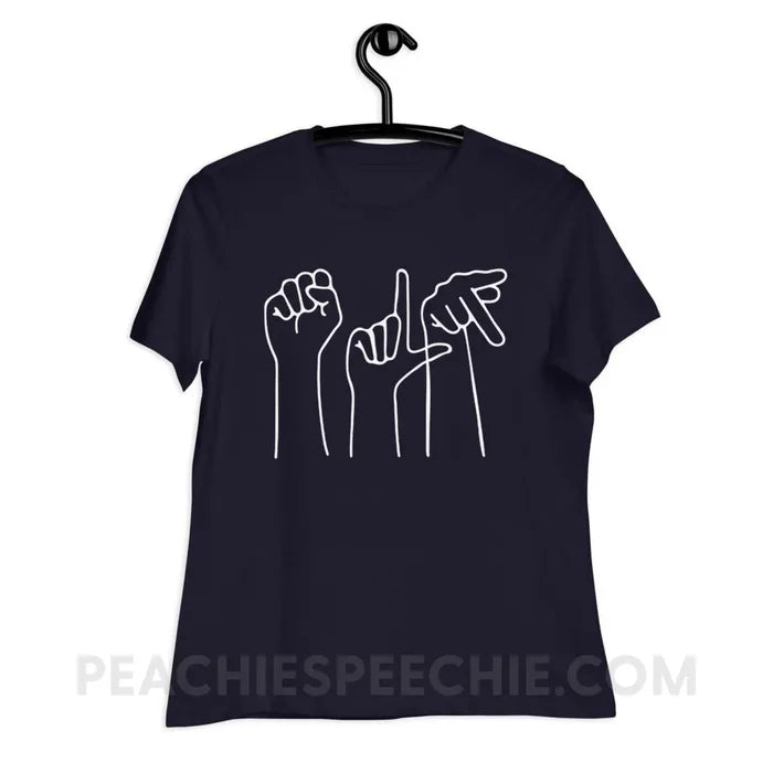 SLP Hands Women’s Relaxed Tee - Navy / S - T-Shirts & Tops peachiespeechie.com