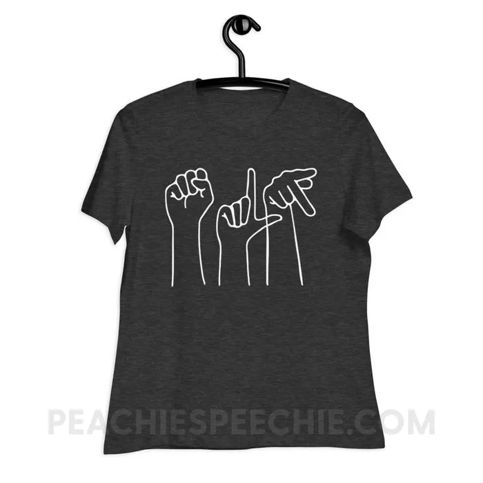 SLP Hands Women’s Relaxed Tee - Dark Grey Heather / S - T-Shirts & Tops peachiespeechie.com
