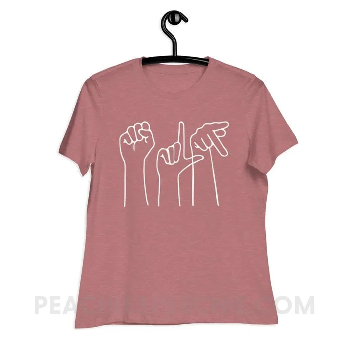 SLP Hands Women’s Relaxed Tee - Heather Mauve / S - T-Shirts & Tops peachiespeechie.com
