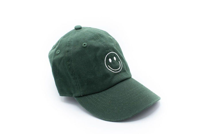 Hunter Green Smiley Face Hat Rey to Z